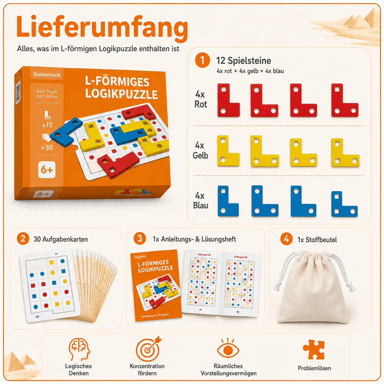 L-förmiges Logikpuzzle für Kinder ab 6 Jahren – Bild 2