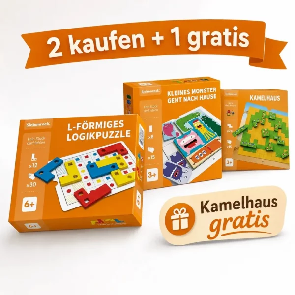 3er Set Logikpuzzle Kinder – 2 kaufen + Kamelhaus gratis