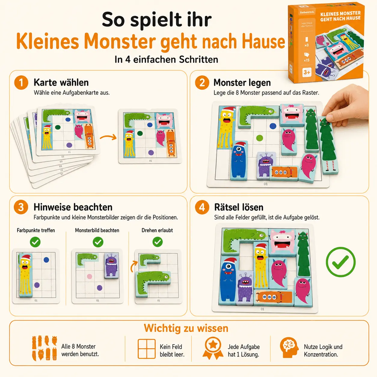 Kleines Monster geht nach Hause – Logikpuzzle für Kinder ab 3 Jahren – Bild 4